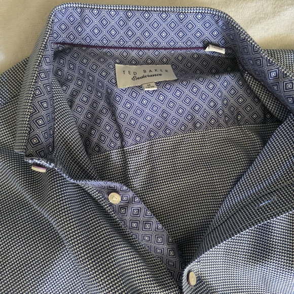 Ted Baker Men's Patterned Blue Button Down Shirt Size 16 Endurance - Picture 6 of 6